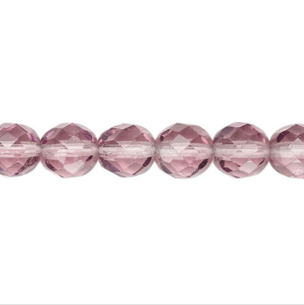 3/$15 Czech Glass Fire Polished Translucent Lavender 36-6mm Faceted Round 2518GL